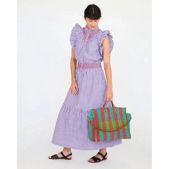 💕CLARE V. ANTHROPOLOGIE💕 Joelle Dress ~ Lilac Striped Print Large L NWT - Picture 7 of 16